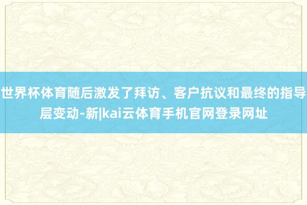 世界杯体育随后激发了拜访、客户抗议和最终的指导层变动-新|kai云体育手机官网登录网址