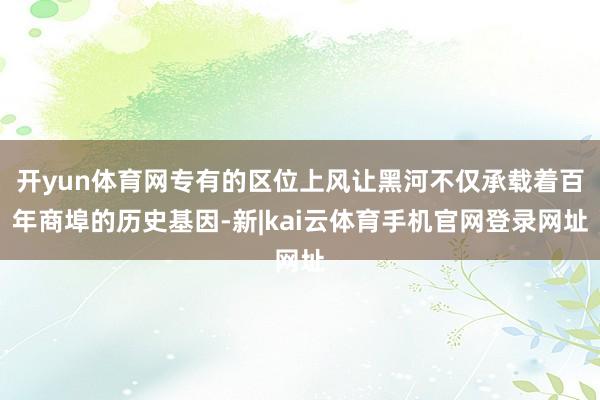 开yun体育网专有的区位上风让黑河不仅承载着百年商埠的历史基因-新|kai云体育手机官网登录网址