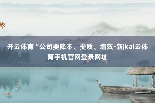 开云体育“公司要降本、提质、增效-新|kai云体育手机官网登录网址