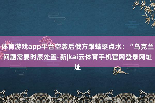 体育游戏app平台空袭后俄方跟蜻蜓点水：“乌克兰问题需要时辰处置-新|kai云体育手机官网登录网址