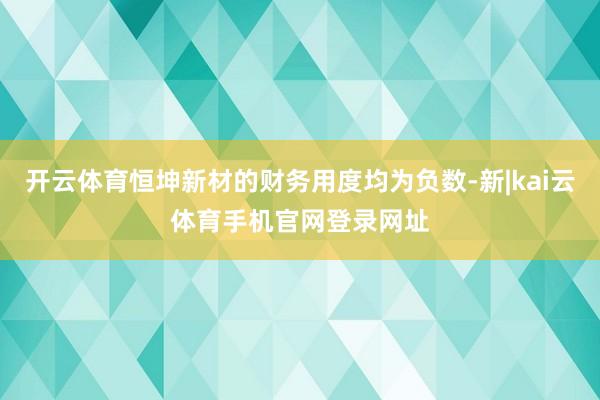 开云体育恒坤新材的财务用度均为负数-新|kai云体育手机官网登录网址