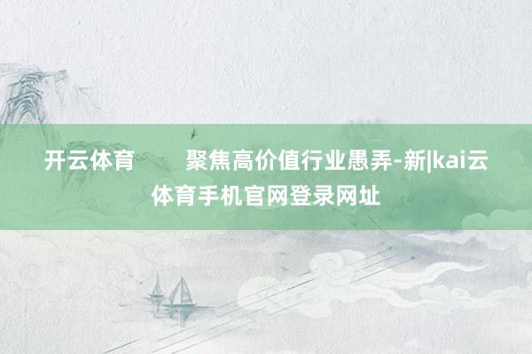 开云体育        聚焦高价值行业愚弄-新|kai云体育手机官网登录网址