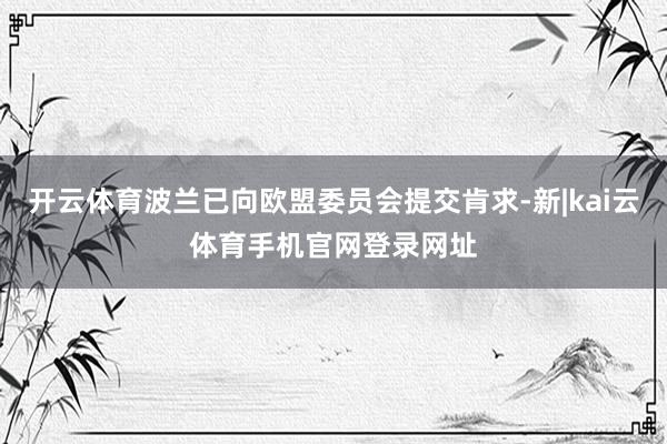 开云体育波兰已向欧盟委员会提交肯求-新|kai云体育手机官网登录网址